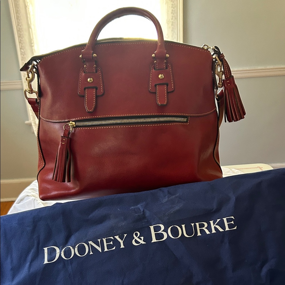 Dooney & Bourke Clayton Bordeaux Leather Satchel - Picture 5 of 7